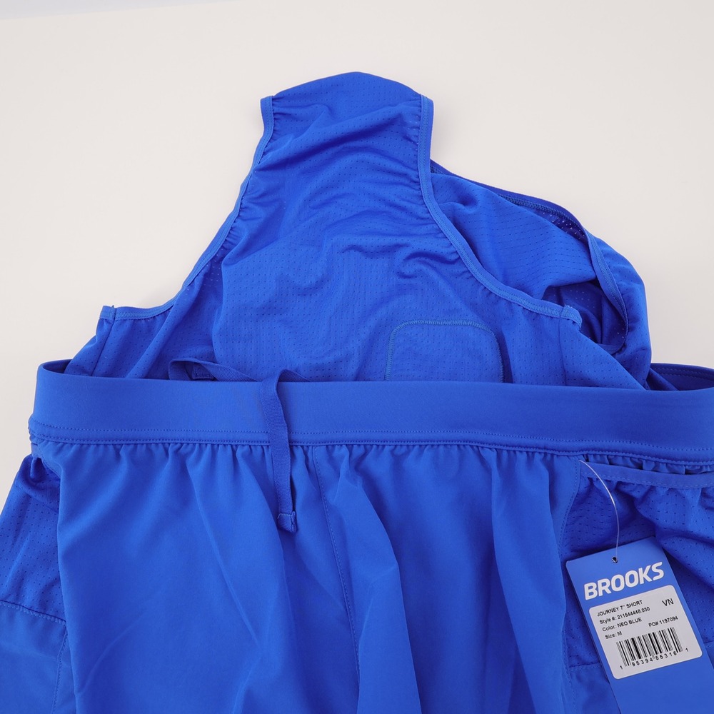 NEW Brooks Journey 7" Running Shorts Neo Blue Men Size Medium Brief Liner - Picture 5 of 6